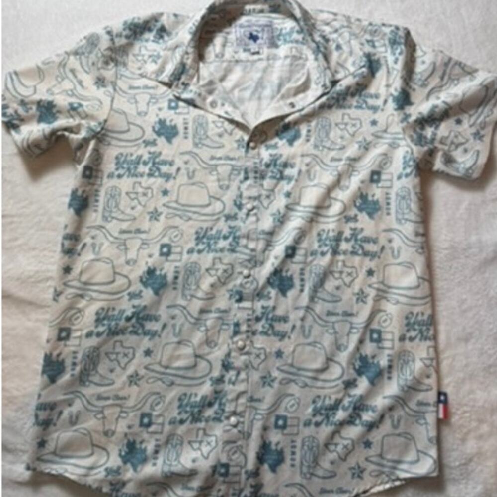 Texas Humor graphic stay cool  button down shirt tee western y2k indie
